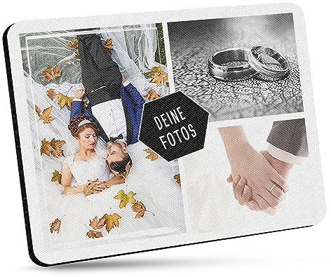Mousepad selbst gestalten - Bedrucktes Mauspad mit DREI Fotos Personalisieren für Freunde und Kollegen - 23 x 19 cm, 5mm stark | Personalisierbares Fotogeschenk