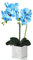 YSZL Künstliche Orchidee, künstliche Phalaenopsis-Seide, Bonsai, realistisches Arrangement in silberfarbener Vase für Heimdekoration, Tischdekoration, Blau