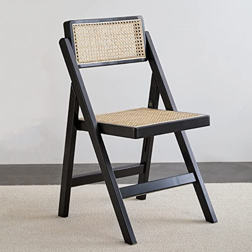 D2FASHION Klappstuhl Chairs 48 X 50 X 80cm, Wiener Geflecht Rattan Gartenstühle, Folding Dining Chairs Home Office Chair, Balkon Stuhl Drinnen Klappstuhl Klein Küche, Camping Stuhl (Color : Black)