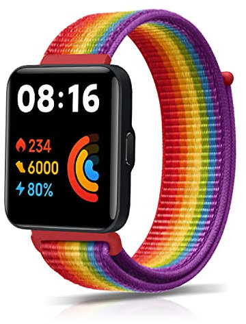 ZoRoll Armband für Xiaomi Redmi Watch 2 Lite, Nylon Einstellbar Klettverschluss Ersatzarmband Sport Loop Soft Kompatibel mit Xiaomi Redmi Watch 2 Lite - Regenbogen