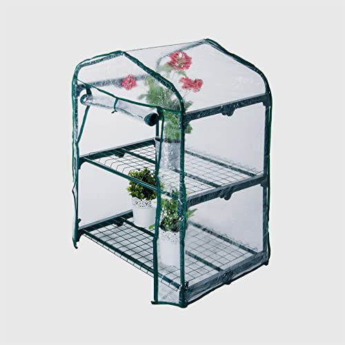 La Briantina Serra a 2 Ripiani per Terrazze e Balconi, Struttura in Metallo e Telo in PVC Trasparente/Verde, 69X49 cm - h. 92 cm, SER07395A