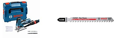 Bosch Professional Stichsäge GST 160 CE (inkl. 3x Sägeblätter für Holz, L-BOXX 136) + 3x Expert ‘Fiber Plaster’ T 141 HM Stichsägeblatt (für Faserzement-, Gipskartonplatte, Länge 100 mm, Zubehör)