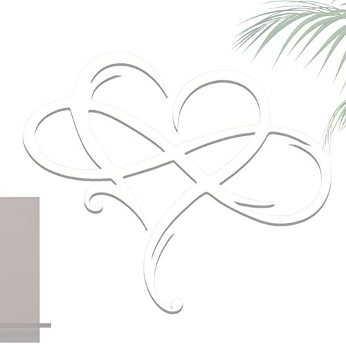 Metallwandkunst Liebe,Wanddeko Herz aus Metall,Personalisierte Liebe Wandschild,Metall Liebe Wanddeko,Metallwandkunst Wandbehang Dekor,Für Außen, Innen,Balkon & Garten,Jubiläum(35 x 29 cm) (weiß)