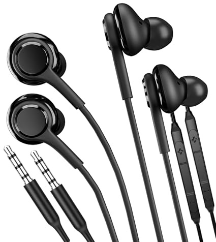 3,5-mm-Kopfhörer, kabelgebunden, mit Mikrofon, kompatibel mit Samsung Galaxy S10, S10e, S7, S8, S9, Note 7, 8, Note 9, A10e, A70, 3,5-mm-Klinkenstecker, Gaming, Laptop, Videospiel, PC, Android-Headset