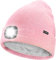 ATNKE LED Mütze mit Licht,Wiederaufladbare USB 4 LED Beleuchtete Laufmütze Extrem Heller Lampe Winter Warme Gefüttertes Fleece Stricken Mütze für Herren und Damen Geschenke/Pink Goldwire