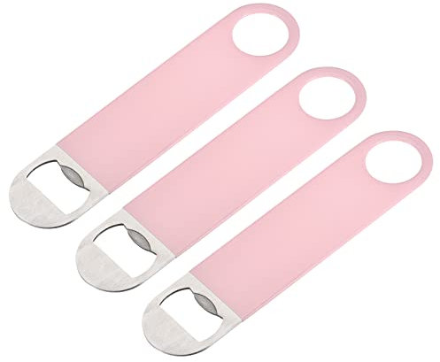 sourcing map Beer Bottle Openers 3pcs, Stainless Steel Flat Bottle Opener 7.08 Long Suitable for Men Women Kitchen Restaurant Party Supplies, Pink