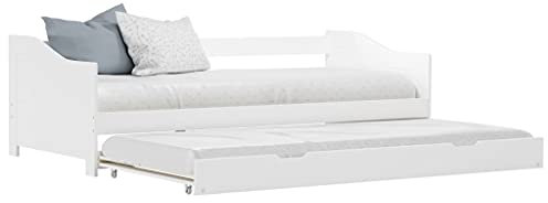 Homgoday Ausziehsofa Bettgestell Weiß Kiefernholz 90×200 cm Betten und Zubehör Model283149
