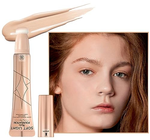 Greyghost Liquid Foundation Beauty Wand - Flüssige Foundation Makeup mit Soft Cushion Applikator, Full Coverage Foundation Creme für natürliches, mattes Finish (A02)