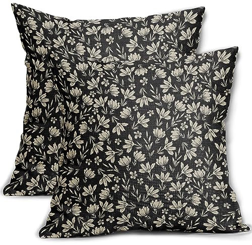 Vintage-Kissenbezüge mit Blumenmuster, rustikal, dekorative Dekokissen, Outdoor-Kissenbezüge, Bauernhaus-Leinenkissen, Dekoration für Zuhause, Sofa, Couch, Bett, 50,8 x 50,8 cm, 2 Stück