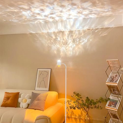 SOLLA LED Stehlampe Wohnzimmer, Sunset Lamp Farbwechselnd Projektor mit 3D Ocean Wave, Bi-direktionale Umgebungsbeleuchtung mit 720°-Drehung, Schlafzimmer, Büro