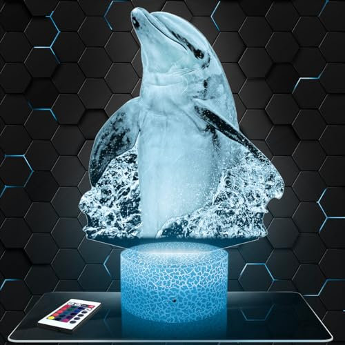 Lampephoto.fr Nachttischlampe Delfin Stehend deko Tier Meerestier Reptil. Geschenkidee Mann Frau objekt Delfin Stehend Nachtlicht Erwachsene deko Zimmer. TOP