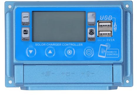 Controlador de Carga Solar MPPT de Autoadaptación 12V 24V 36V 48V 60V Regulador de Panel Fotovoltaico USB Dual Carga Protectora Panel Solar Batería con BT (60A)