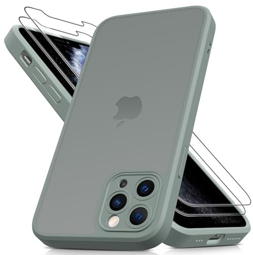 Mootobo for iPhone 11 Pro Max Case, 3 in 1 [Full Camera Protection] with 2 Screen Protector,Translucent Matte Back Slim Shockproof Phone Cover for iPhone 11 Pro Max 6.5 inch - Grey