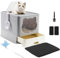 HelloMiao Caja de Arena para Gatos Completamente Cerrada con Tapa, Tipo de cajón, desodorizante, Grande, Plegable, con Pala de plástico para Mascotas
