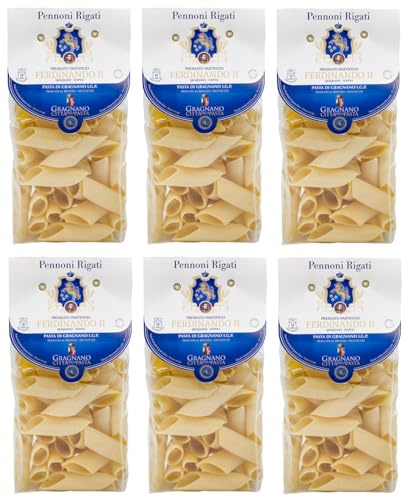 6er-Pack Pastificio Ferdinando II Pennoni Rigati Pasta di Gragnano I.G.P.,Nudeln aus Hartweizengrieß 500g