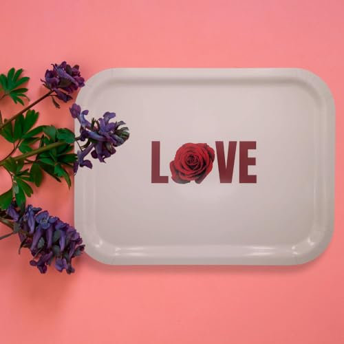 Platex - Serviertablett Love 37 x 28 cm Laminat – Französisches Produkt – Tablett rechteckig dekorativ für Tisch und Essen – elegante Tabletts – ideal für die Aperitif