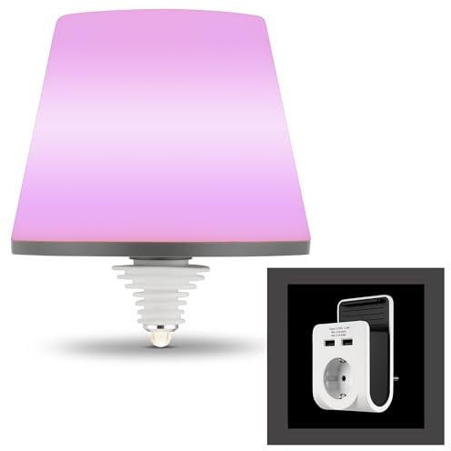 REV LAMPRUSCO RGB SPARSET Akku Flaschenlampe kabellos, Touch, 130lm, 2W, 4000mAh - dimmbar, IP54 + USB Ladegerät mit 2x USB-A, 2,1A und Ablageschale