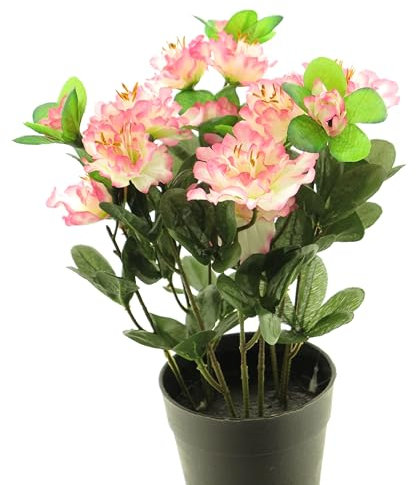 mucplants künstliche Azalea Azalee Azalien Rhododendron im Topf ca. 28 cm Kunstblume Kunstpflanze (Pink)