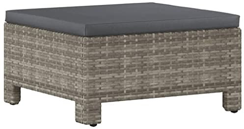 Makastle Poly Rattan Lounge Hocker mit Kissen, Gartenhocker Sitzhocker Fußhocker Rattanhocker Fußablage Balkon Sitzhocker Gartenmöbel, Grau Poly Rattan 57 x 57 x 28 cm