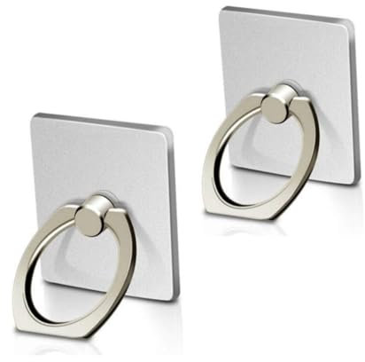 Msagkah 2Pcs Telefono Cellulare Impugnature, Rotazione di 360 ° Telefono Anello Titolare, Telefono Cellulare Supporto per iPhone Samsung e Tutti Gli Smartphone (Quadrato-Argento)