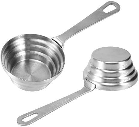 Cuchara medidora, 2 piezas Taza medidora de Cuchara medidora de granos de café de metal con mango largo y escalas for azúcar Leche en polvo