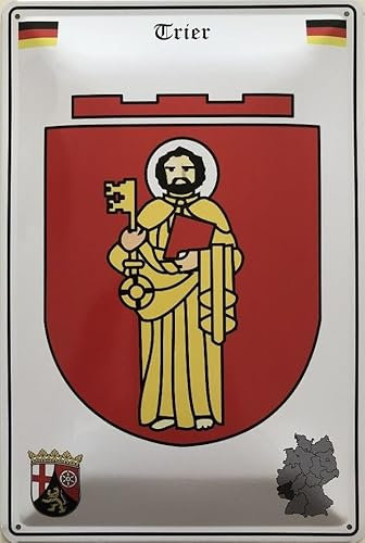 Blechschild 18 x 12 cm Stadt Wappen Deutschland Trier - DekoNo7