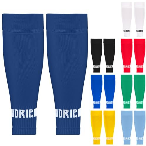 DRIPsox® Football Sock Sleeves Kids, Junior, Women & Men - 1 Pair (M) Navy Football Sleeve Socks with Calf Comfort Mesh - Multiple Colours - 3 Sizes (S:13C-3.5, M:4-7.5, L:8+)
