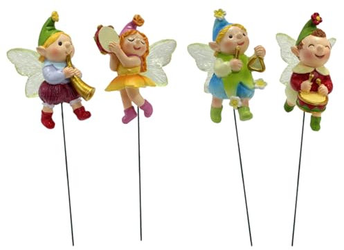YIZITU Harz Musik Feen Skulptur Set Dekorative Feen Für Blumentöpfe Garten Miniaturen Vielseitige Feen Skulptur Ornament Musik Fee Themendekoration