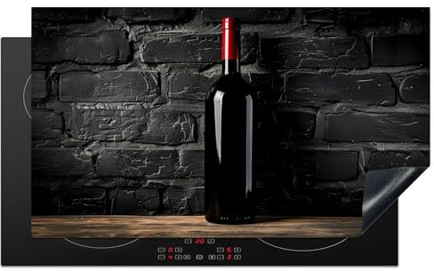 KitchenYeah© Coperchio Piano Cottura 91x52 cm Cucina Copri Fornelli Tappetino Induzione Antiscivolo Piastra Protezione Vino - Nero - Bottiglia