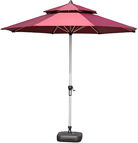 Runder Marktschirm aus Aluminium, Doppel-Kurbel-Hebe-Terrassenschirmständer für Rasen, Garten, Terrasse, Hinterhofpools