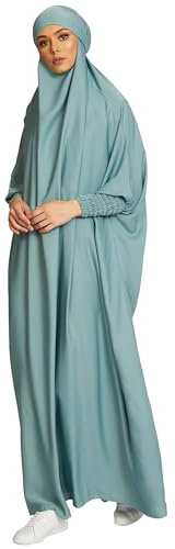 Zofocy Women One-Piece Muslim Abaya Dubai Islam Hijab Robe Solid Lady Prayer Hoodied African Dress