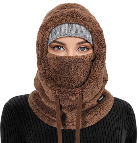 AYPOW Cagoule d'hiver en Polaire Chaud Homme Femme, Masque de Ski Bonnet Multifonction Coupe-Vent Thermique, Chapeau en Polaire avec Cache-Cou, pour Sports de Plein Air Ski Cyclisme Randonnée Course