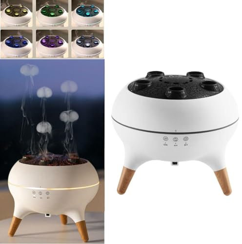 Diffuseurs d'huiles essentielles pour la maison avec télécommande, joli anneau de brume de méduse pour aromathérapie avec lumières LED 7 couleurs, humidificateur d'huiles parfumées d'aromathérapie,