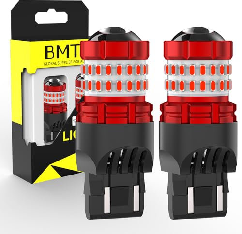 BMT xms Lot de 2 ampoules LED 7443 pour feux de freinage stroboscopiques - Lumière rouge super lumineuse - T20 W21W 7440 7441 7444 7443R