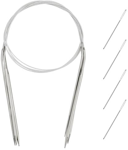 Rundstricknadeln, Edelstahl, kurz, Rundstricknadeln, 2/3/4/5 mm, feste Rundstricknadeln mit flexiblem Kabel, für Heimwerker, Stricker, Anfänger, 4 Stück