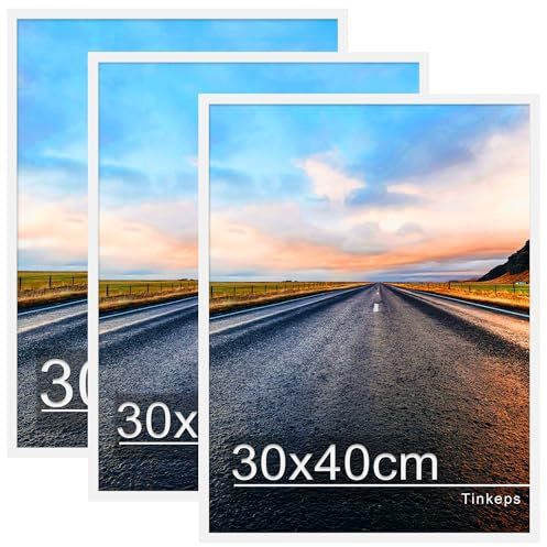 Tinkeps 3er Pack Bilderrahmen 30x40 cm Weiß, Bilderrahmen 40x30 Hergestellt aus Holzwerkstoff, Rahmen 30x40 Ideal für Fotos, Bilder, Poster