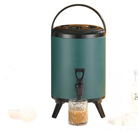 EasyByMall Isolierter Teeeimer, isolierter Getränkeeimer, heiß und kalt, doppellagig, isolierter Tee-Wassereimer, für Outdoor-Camping (10 l, grün)
