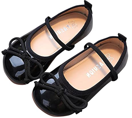 FGUUTYM Sandali da bambina con fiocco, Mary Jane, scarpe basse, graziose ed eleganti, basse, ballerine, suola morbida, per attività all'aperto, comodi, casual, da spiaggia, Nero , 26 EU
