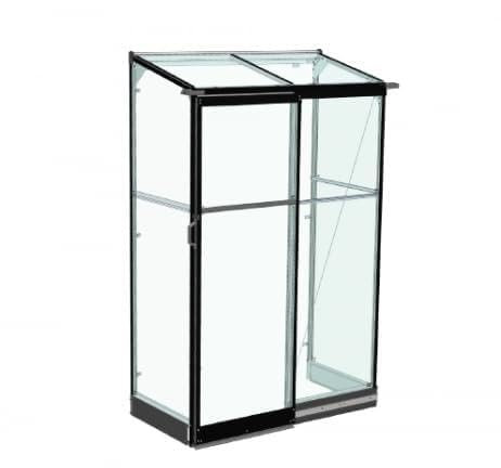 Atoutloisir.com Halls Serre adossée Qube Lean-to en Verre trempé avec Base 0.80m², Couleur Noir, Descentes de gouttières Non