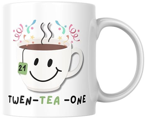 Cheeky Chops Twen-Tea One Mug – 21st Birthday – Tea Lover Cup - Funny 11oz Ceramic Mug Printed on Both Sides CMUG683