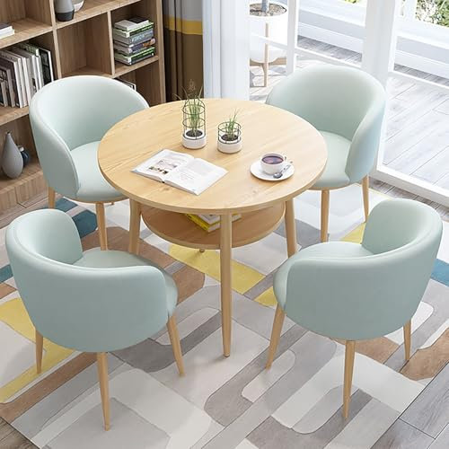 JYBNBBE Verhandlungstisch, Bürotisch und Stuhlset, Büro, Besprechungsraum, Empfang, Verhandlung, 1 Tisch, 4 Stühle, runder Konferenztisch für 4 Personen, für Café, Milchteel,One Color-Light Blue