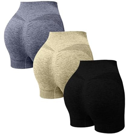 Pantaloncini da palestra da donna, confezione multipla, 3Ps Booty Shorts per le donne UK, comodi pantaloni elasticizzati da corsa da motociclista leggeri pantaloni corti da ciclismo in tinta unita