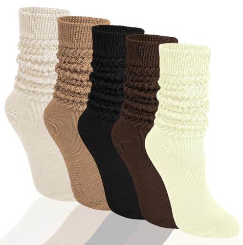 KEORHEZ 5 Paar Kompressionsstrümpfe Damen Stulpensocken Damen Kniestrümpfe Weich Und Bequem Warm Einheitsgröße Polyester Schwarz