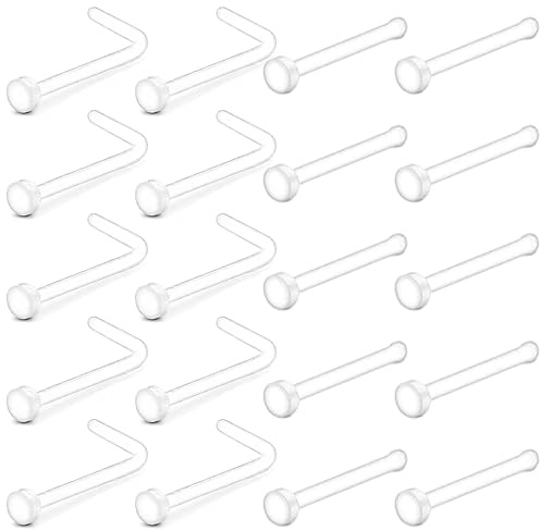 20pcs Klare Piercing Retainer, Plastik Nasenpiercing Stecker Nose Stud Ring Retainer für Frauen Männer, Unsichtbares Klar Piercing Set,Nase Ringe Korkenzieher Ringe Nasenpiercing für Schule&Arbeit