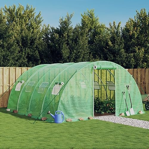 Serre d'extérieur avec cadre en acier vert 16 m² 4 x 4 x 2 m - Serre d'hiver pour culture de tomates