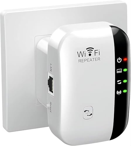 2026 WiFi Extender, WiFi Booster, WiFi Repeater, Covers Up to 3950 Sq.ft and 45 Devices, Internet Booster - with Ethernet Port, Quick Setup, Home Wireless Signal Booster, UK plug(Compact)