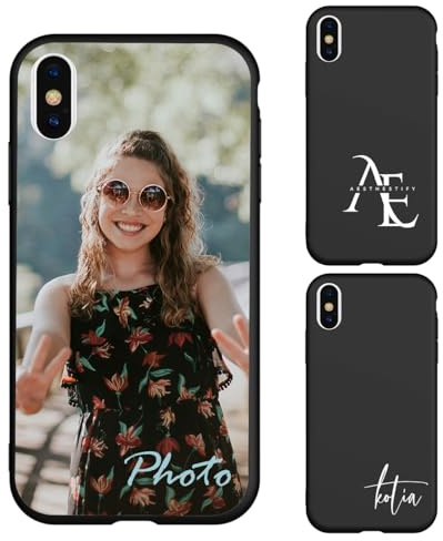 Custodia personalizzata compatibile con Apple iPhone X/XS - Cover per telefono con testo con foto personalizzata, custodia protettiva in silicone TPU, custodia sottile morbida antiurto regalo unico