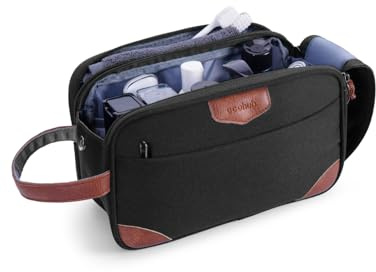 ECOHUB Kulturbeutel für Herren, Wasserdicht Kulturtasche mit Nassfach | Reise Kosmetiktasche mit Doppelter Reißverschlussöffnung, PET-Recycelte Waschtasche, Toiletry Bag Männer(Schwarz)