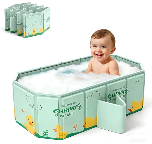 Lafisun Babybadewanne Faltbar, Tragbare Baby badewanne, Große Babywanne für 0-8 Jahre, Integrierte Badewanne mit Ablassschraube, Duschbecken(78 * 45 * 30 CM)