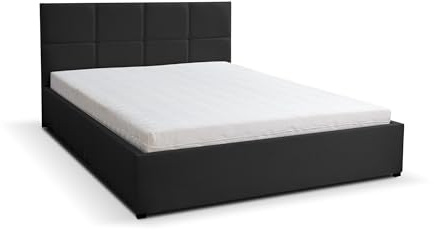 VENASI MÖBEL Polsterbett Betty mit Kopfteil, 180 x200 cm, Doppelbett mit Bettkasten und Lattenrost aus Metall, Velourstoff, Farbe: Schwarz